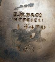 Kisméretű Sheffield fém kiöntő, jelzett, m: 10 cm