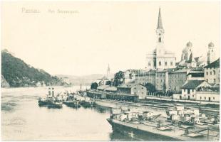 Passau, Am Donauquai / port, church (EK)