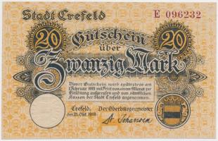 Német Birodalom / Crefeld 1918. 20M szükségpénz T:I- German Empire / Crefeld 1918. 20 Mark necessity note C:AU