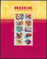 Australian Rock Music mini sheet in decorative holder, Ausztrál Rock zene kisív díszcsomagolásban