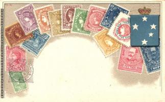 Victoria - set of stamps, Ottmar Zieher's Carte Philatelique, Emb.