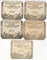 Franciaország 1793. 50S (5x) szinvariánsokkal T:II,II-