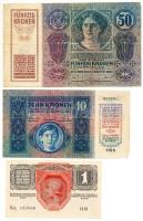 1914. 50K + 1915. 10K + 1916. 1K mindegyik "Szolnok-Doboka Vármegye - Domokos község" felü...