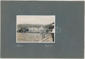 cca 1920 Abbázia, 10 db feliratozott fotó öt kartonlapra felragasztva, ismeretlen fotográfus hagyatékából, 8x11 cm, karton 17x25 cm / cca 1920 Opatija, Croatia, 10 photos, 8x11 cm