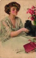 An offer of affection, lady with dog, The Knapp No. H. Import No. 302-2. s: Lester Ralph (EK)