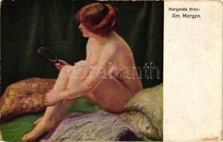 Am Morgen / Erotic nude art postcard, K. 1144. s: Margaret Kron