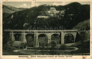 Semmering, Adlitzgraben viaduct, Sonnhof pension (small tear)