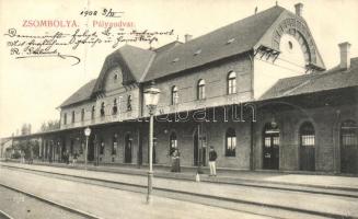 Zsombolya, vasútállomás, kiadó Perlstein F. / railway station (fa)