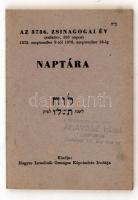 1975-1976 Az 5736. Zsinagógai év izraelita naptára, Magyar Izraeliták Országos Képviselete Irodája. ÁHÁVÁSZ RÉIM csoportja. Tele imákkal, illetve tudnivalókkal