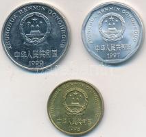 Kína 1997. 1J Al + 1998. 5J sárgaréz + 1999. 1Y Ni-acél T:2
China 1997. 1 Jiao Al + 1998. 5 Jiao Bra...