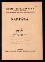 1975-1976 Az 5736. Zsinagógai év izraelita naptára, Magyar Izraeliták Országos Képviselete Irodája. Tele imákkal, illetve tudnivalókkal