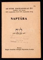 1975-1976 Az 5736. Zsinagógai év izraelita naptára, Magyar Izraeliták Országos Képviselete Irodája. Tele imákkal, illetve tudnivalókkal