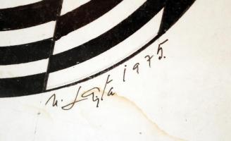 Lajta jelzéssel: Optikai illúzió, tus, papír, üvegezett fa keretben, 34,5×34,5 cm