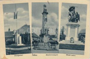 Tolna, Országzászló, Szentháromság tér, Hősök szobra (EB)