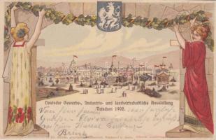 1902 Decín, Tetschen; Deutsche Gewerbe-, Industrie- und Landwirtschaftliche Ausstellung / German commercial, industrial and agricultural exhibition, ladies litho (EK)