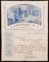 1906 Debrecen, A Komáromi M. műhangszerkészítő és kereskedő díszes fejléces levélpapírjára írt levél 10f bélyeggel