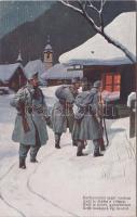 Karácsony est szent varázsa; Szent István Társulat háborús képeskártyáinak karácsonyi sorozata / WWI Hungarian military, christmas, soldiers