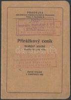 1922 Prága, Az Egyesült Csehszlovák Vasművek eladóhelyének árlistája / 1922 Praha, Prodejna Sdružených Československý železáren přirážkový ceník