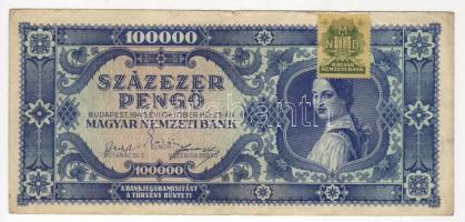 1945. 100.000P "kék" bélyeggel T:II-/III