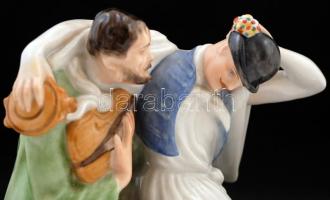 Herendi mulatozók, kézzel festett, jelzett (Lux Elek), hibátlan, m:21,5 cm