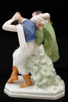 Herendi mulatozók, kézzel festett, jelzett (Lux Elek), hibátlan, m:21,5 cm