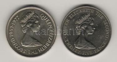 Nagy-Britannia/ Guernsey 1977. 25P "Ezüst Jubileum" + 1978. 25P "Royal visit" T:1/2