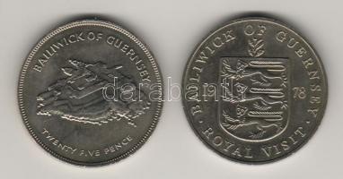 Nagy-Britannia/ Guernsey 1977. 25P "Ezüst Jubileum" + 1978. 25P "Royal visit" T:...
