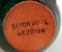 3 darabos kerámia tétel: virágmotívumos miniatűr köcsög, kerámia, "Simon Antal, Mezőtűr" j...