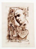 Nagy László Lázár (1935-): Virágcsokor és In memoriam Illyés. Fametszet és tus, papír és pauszpapír,...