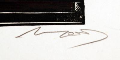 Nagy László Lázár (1935-): Virágcsokor és In memoriam Illyés. Fametszet és tus, papír és pauszpapír,...