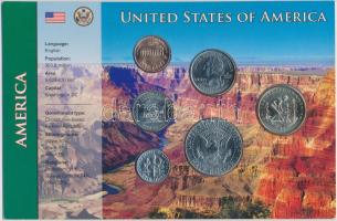 Amerikai Egyesült Államok 1980-2008. 1c-1$ (6xklf) fémpénz szettben T:1-,2 USA 1980-2008. 1 Cent - 1 Dollar (6xdiff) metal coins in set C:AU,XF