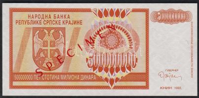 Horvátország/Krajina Szerb Köztársaság  1993. 500.000.000D "Specimen 000" T:I