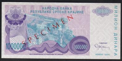 Horvátország/Krajina Szerb Köztársaság 1994. 1000.000D "Specimen 000" T:I
