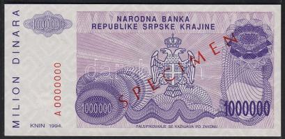 Horvátország/Krajina Szerb Köztársaság 1994. 1000.000D "Specimen 000" T:I