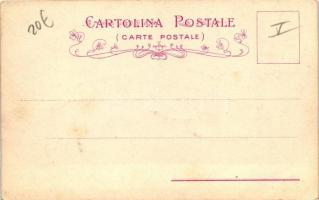 Venezia, Venice; Ponte di Rialto, glittery floral Art Nouveau litho