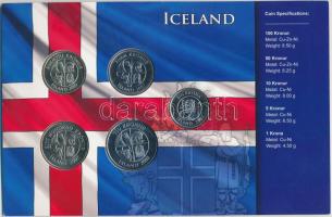 Izland 2005-2008. 1Kr-100Kr (5xklf) fémpénz szettben T:1-,2 Iceland 2005-2008. 1 Krona - 100 Kronur (5xdiff) metal coins in set C:AU,XF