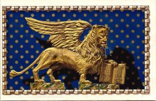 Venezia, Venice; Leone di San Marco / Lion of St Mark, Emb. litho