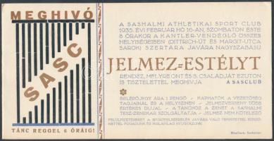 1935 Sashalom, Meghívó a Sashalmi Athletikai Sport Club jelmezes táncestélyére