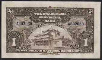 Kína/ Kwangtung Provincial Bank 1931. 1$ érvénytelenítő lyukasztással T:I