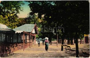 Brassó, Kronstadt; Sétatér, Rezső körút / promenade, street, Divald & Monostory