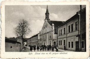 Igló, Lőcsei utca, Állami polgári iskola / street, school