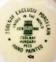 Zsolnay pillangó mintás mini kaspó, kézzel festett, jelzett, hibátlan, m:6,5 cm