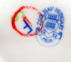 Zsolnay Pompadour mokkás csésze és csészealj, kézzel festett, hibátlan, jelzett