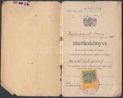 1926 Férfiszabó számára kiállított munkakönyv a Budapesti Férfiszabók Ipartestületének pecsétjével