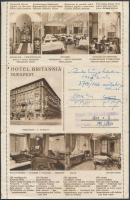 1946 Bp.VI., A Hotel Britannia díszes szórólapjára kiállított munkáltatói igazolás