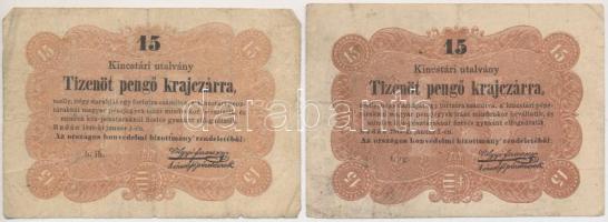 1849. 15Kr "Kossuth bankó" (2x) T:III,III-