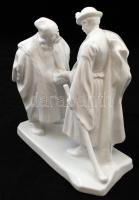 Herendi búcsúzkodó pásztorok, fehér mázas, jelzett, hibátlan, m:21 cm