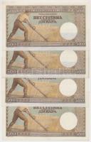 Jugoszlávia 1942. 500D (4x) párban sorszámkövetők T:I- hajtatlan
Yugoslavia 1942. 500 Dinara (4x) se...