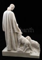 Herendi Jézus a bárányok között, fehér mázas, jelzett, hibátlan, m:38 cm, h:27 cm