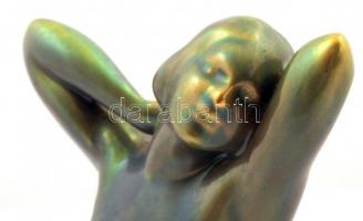 Zsolnay eozin mázas női akt, jelzett, hibátlan, m:23,5 cm